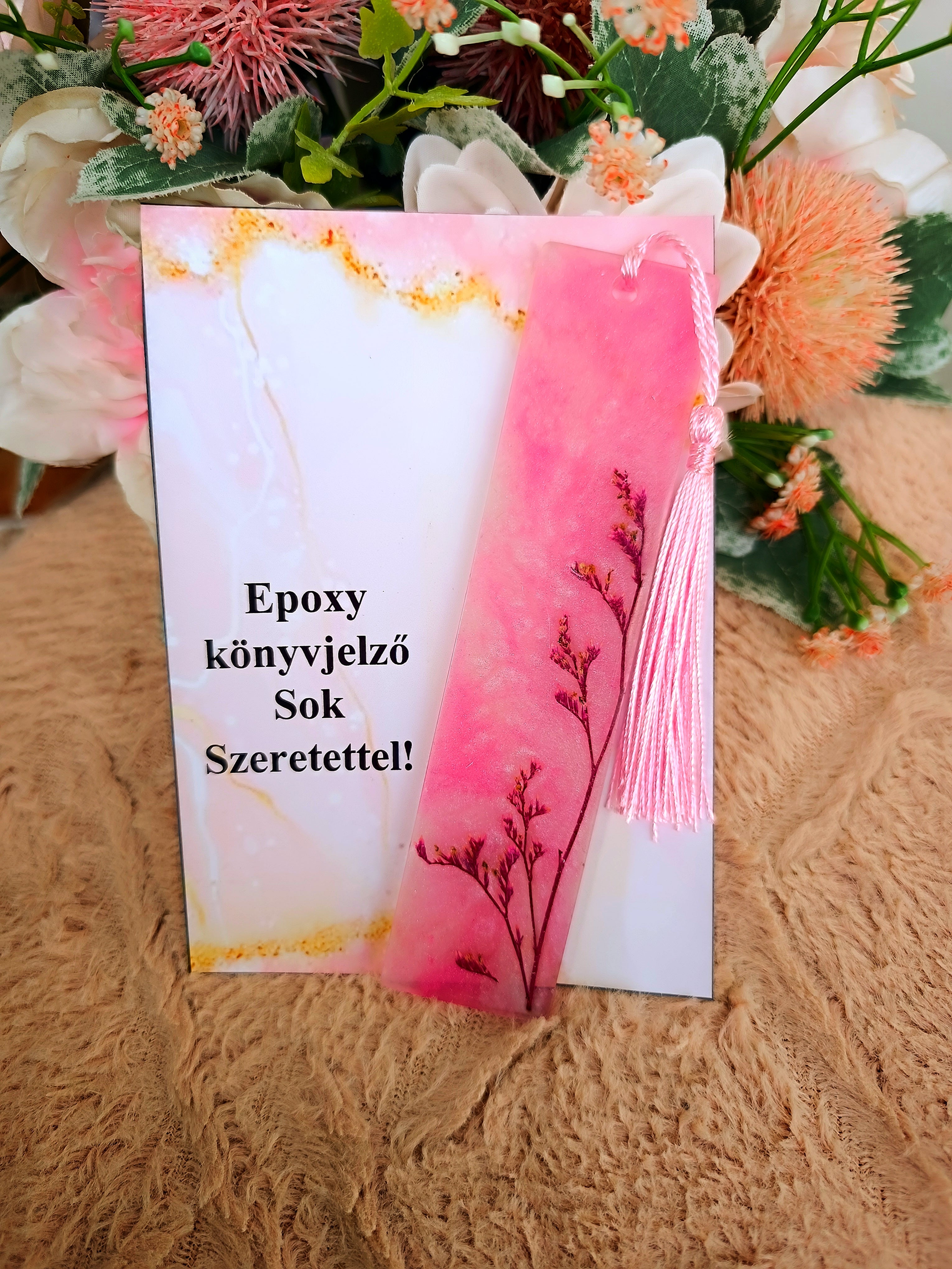 Virágos epoxy könyvjelző